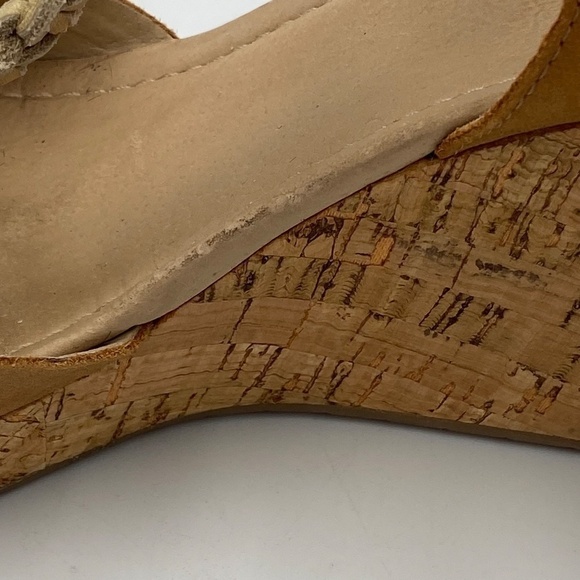 SPERRY tan leather cork wedge sandals size 10 - Picture 7 of 11